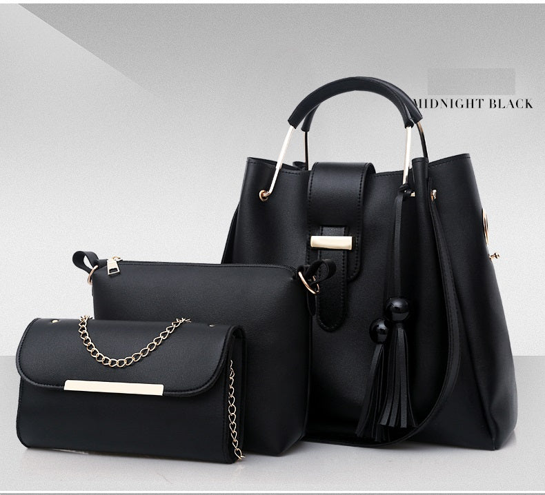 3Pcs PU Leather Ladies Hand Bags Set New Style Tote Bags Shoulder Bag Top Handle Satchel Purse Set 3pcs