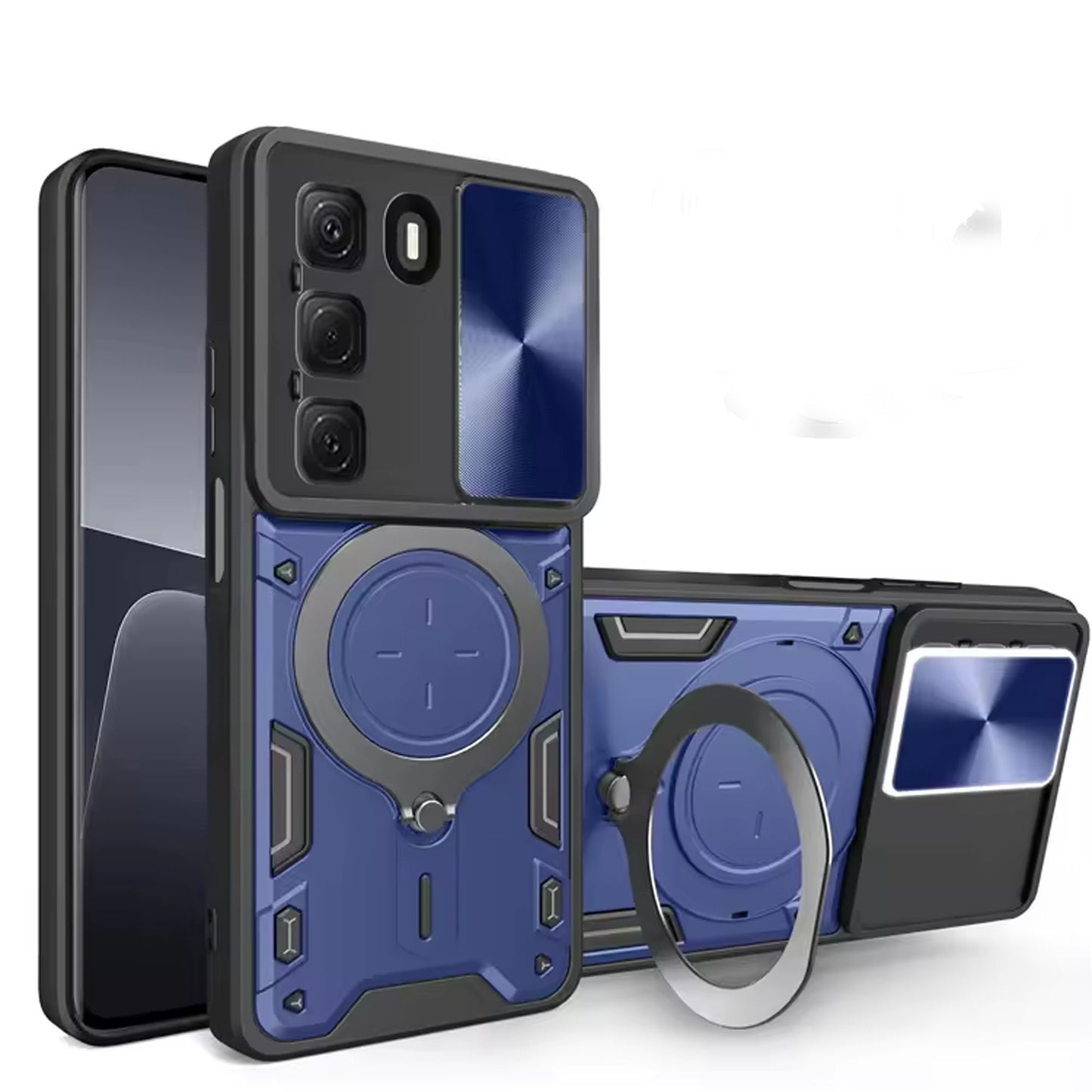 Metal Ring Stand Camera Sliding Case for Infinix Hot 60 pro Plus