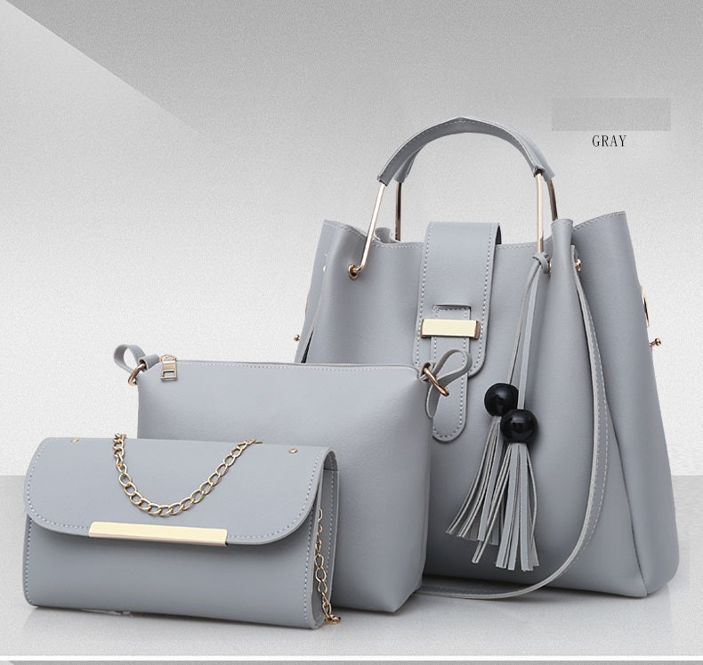 3Pcs PU Leather Ladies Hand Bags Set New Style Tote Bags Shoulder Bag Top Handle Satchel Purse Set 3pcs