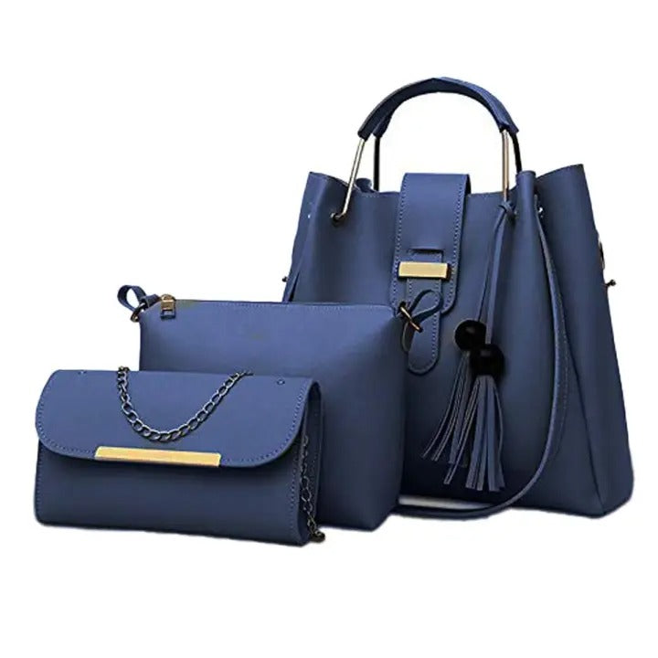 3Pcs PU Leather Ladies Hand Bags Set New Style Tote Bags Shoulder Bag Top Handle Satchel Purse Set 3pcs