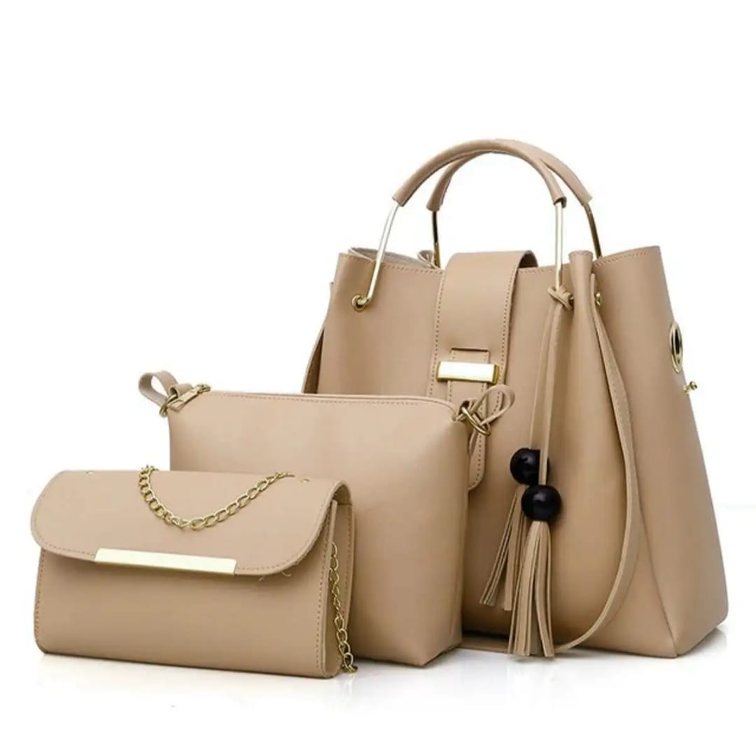 3Pcs PU Leather Ladies Hand Bags Set New Style Tote Bags Shoulder Bag Top Handle Satchel Purse Set 3pcs