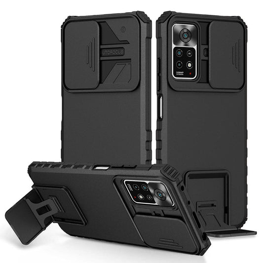 [ FREE SHIPPING] FOR REDMI NOTE 11 PRO PHONE CASE HARD SLIDING LENS PROTECT KICKSTAND BACK COVER - BLACK