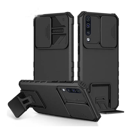 [ FREE SHIPPING] FOR SAMSUNG A30/A50/A50s PHONE CASE HARD SLIDING LENS PROTECT KICKSTAND BACK COVER - BLACK
