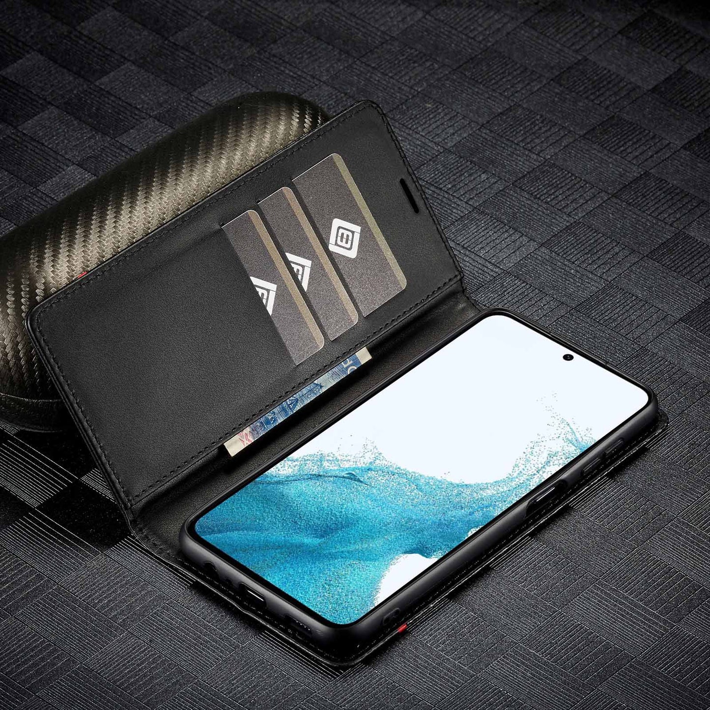 [FREE SHIPPING] CARBON FIBER BOOKLET LEATHER CASE FOR SAMSUNG S23 ULTRA