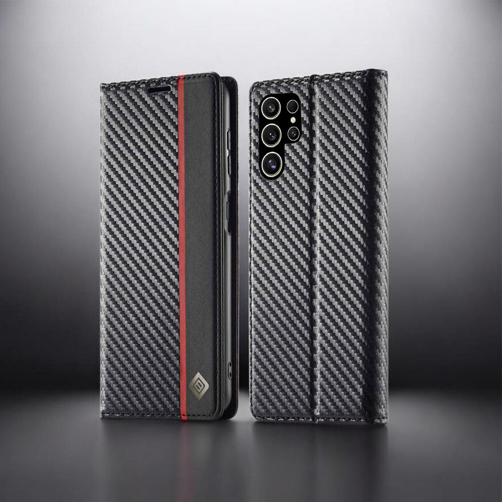 [FREE SHIPPING] CARBON FIBER BOOKLET LEATHER CASE FOR SAMSUNG S25 ULTRA