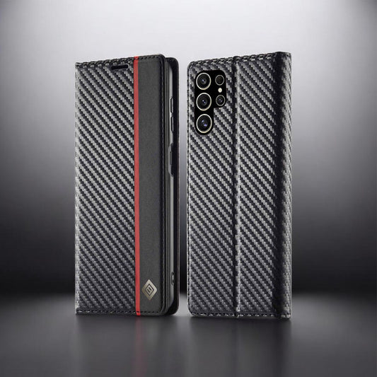[FREE SHIPPING] CARBON FIBER BOOKLET LEATHER CASE FOR SAMSUNG S25 ULTRA