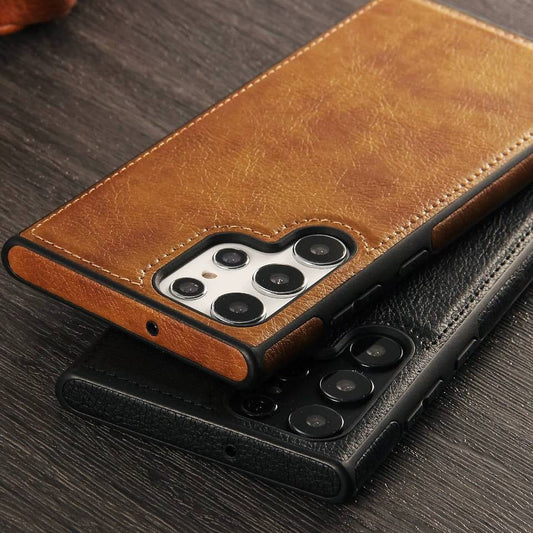[ FREE SHIPPING] Leather Logo Cut Back Case For Samsung S23 Ultra