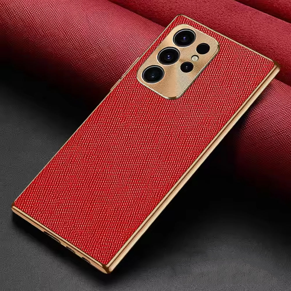 [FREE SHIPPING] GOLD EDGE LEATHER CASE FOR SAMSUNG S23 ULTRA