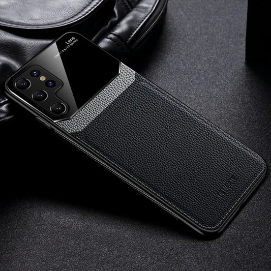 Luxury Slim Leather Case Lens Shockproof Back Cover  For S23 Ultra