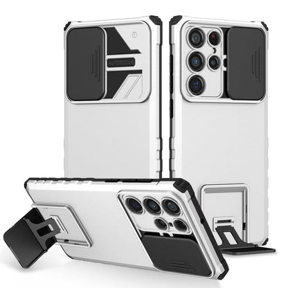 [ FREE SHIPPING] FOR SAMSUNG S23 ULTRA PHONE CASE HARD SLIDING LENS PROTECT KICKSTAND BACK COVER - BLACK