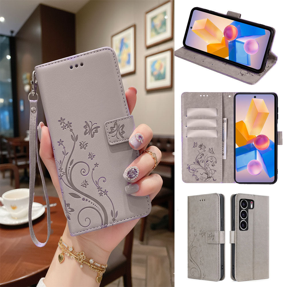[FREE SHIPPING] BUTTERFLY FLOWER LEATHER FLIP WALLET CASE FOR TECNO CAMON 40/40 PRO