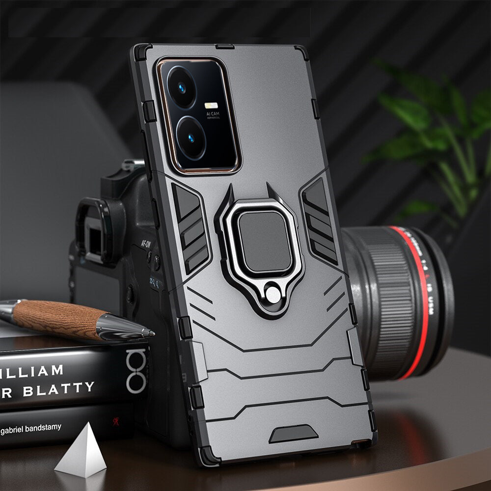 [ FREE SHIPPING] Armor Case For Vivo Y22/ Y22s , Shockproof Stand Holder Cover