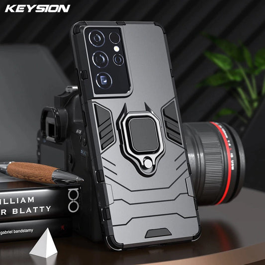 [ FREE SHIPPING] Samsung S23 Ultra,Armor Shockproof Stand Holder Cover - Black