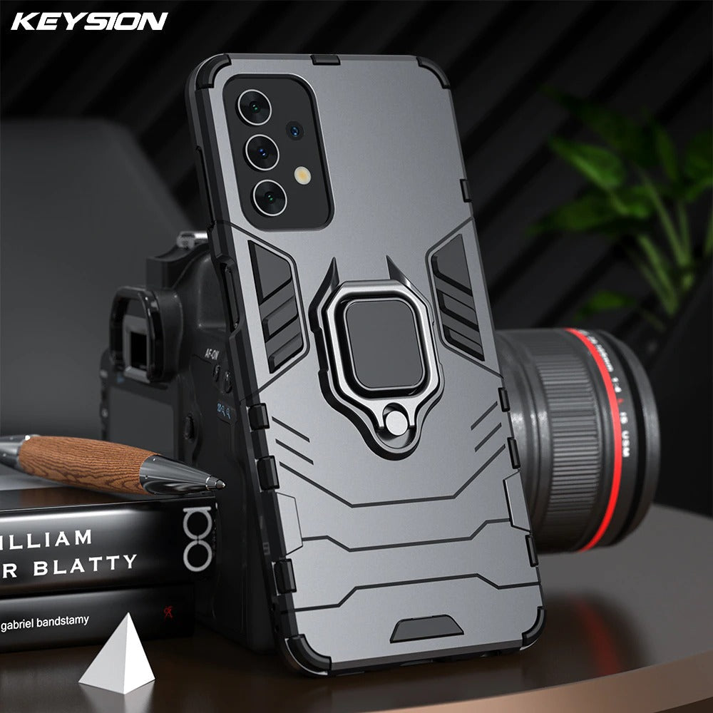 [ FREE SHIPPING] Samsung A13  Armor Shockproof Stand Holder Cover - Black