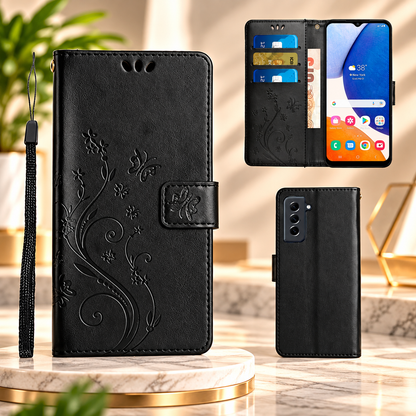 [FREE SHIPPING] BUTTERFLY FLOWER LEATHER FLIP WALLET CASE FOR SAMSUNG A17