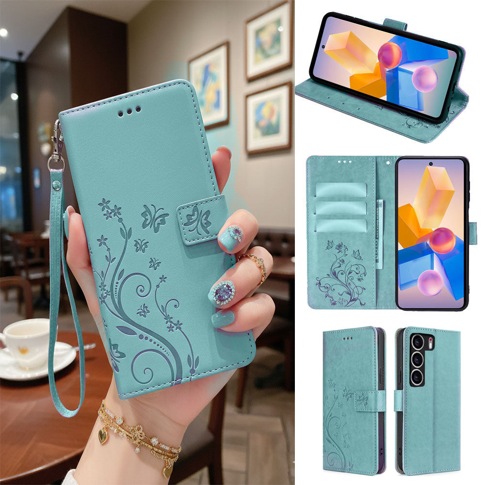 [FREE SHIPPING] BUTTERFLY FLOWER LEATHER FLIP WALLET CASE FOR TECNO CAMON 40/40 PRO