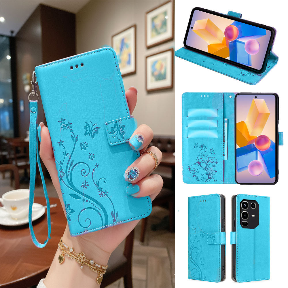 [FREE SHIPPING] BUTTERFLY FLOWER LEATHER FLIP WALLET CASE FOR INFINIX NOTE 50 / INFINIX NOTE 50 PRO