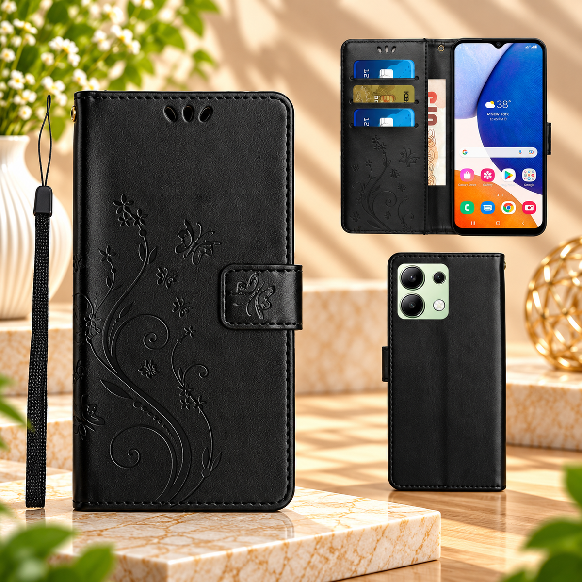 [FREE SHIPPING] BUTTERFLY FLOWER LEATHER FLIP WALLET CASE FOR REDMI NOTE 13