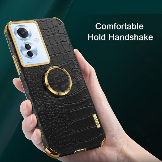 Crocodile Pattern Leather Case For Oppo Reno 11F