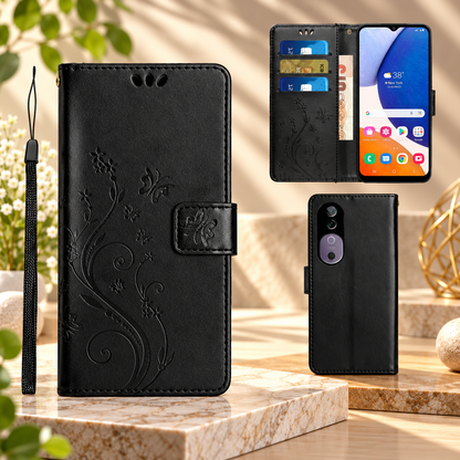 [FREE SHIPPING] BUTTERFLY FLOWER LEATHER FLIP WALLET CASE FOR VIVO V40