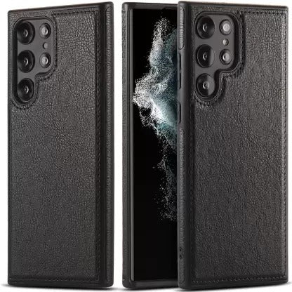 FREE SHIPPING] Leather Logo Cut Back Case For Samsung S24 Ultra