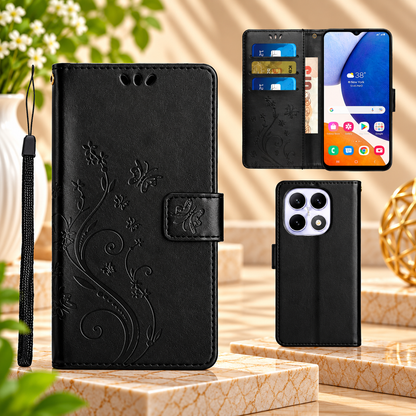 [FREE SHIPPING] BUTTERFLY FLOWER LEATHER FLIP WALLET CASE FOR REDMI NOTE 14 PRO
