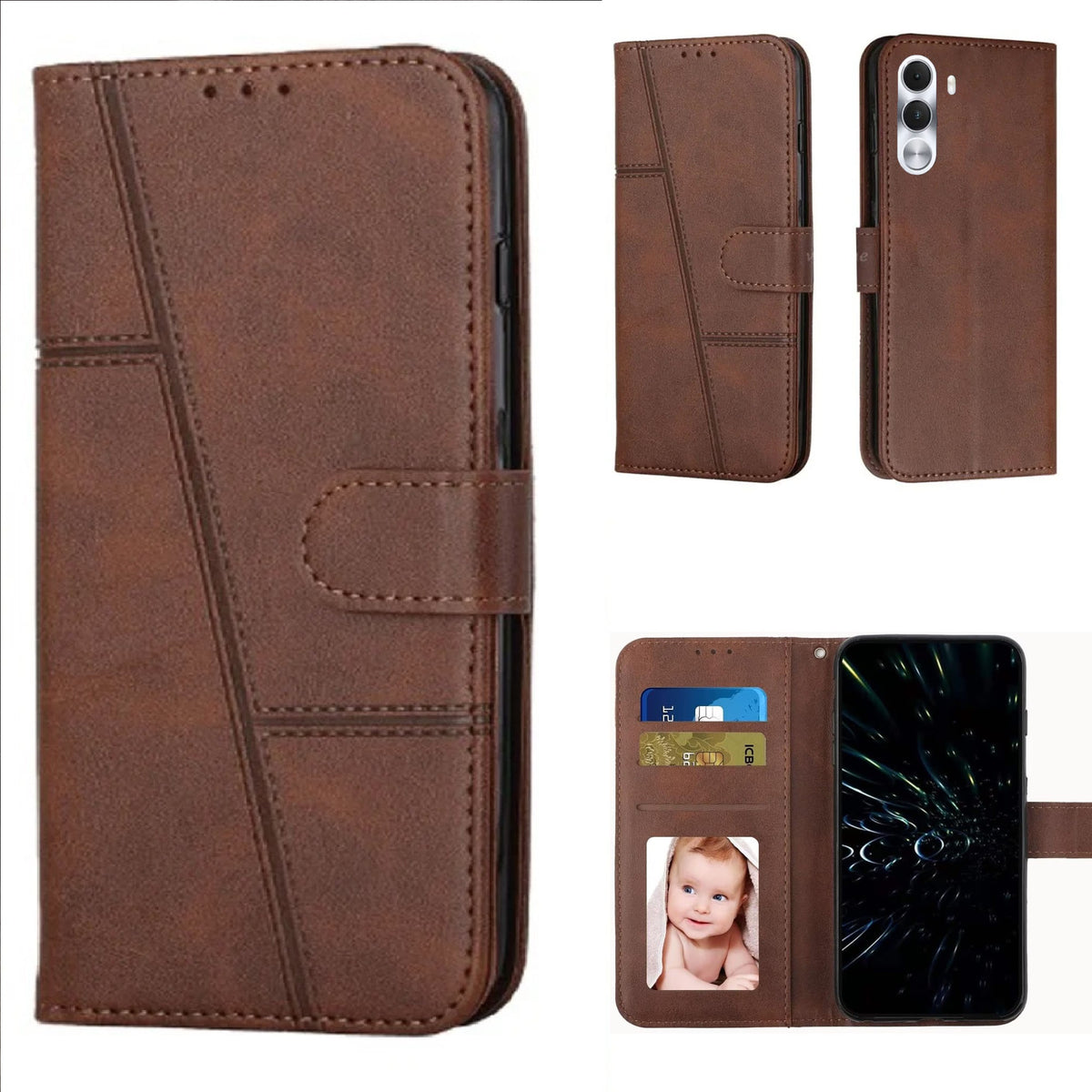 [FREE SHIPPING]BOOKLET LEATHER FLIP WALLET CASE FOR REALME C100/C100i