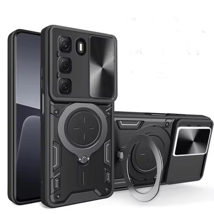 Metal Ring Stand Camera Sliding Case for Infinix Hot 60 pro Plus