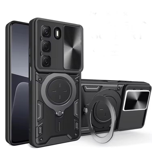 Metal Ring Stand Camera Sliding Case for Infinix Hot 60 pro Plus