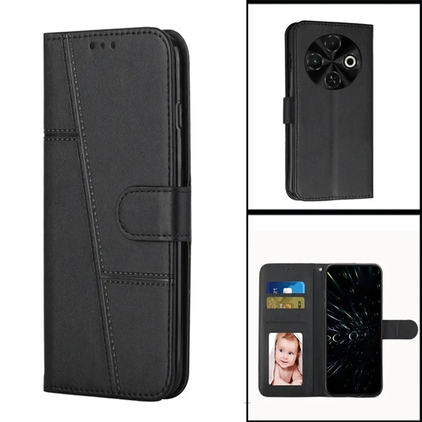 [FREE SHIPPING] BOOKLET LEATHER CASE FOR TECNO SPARK 30C