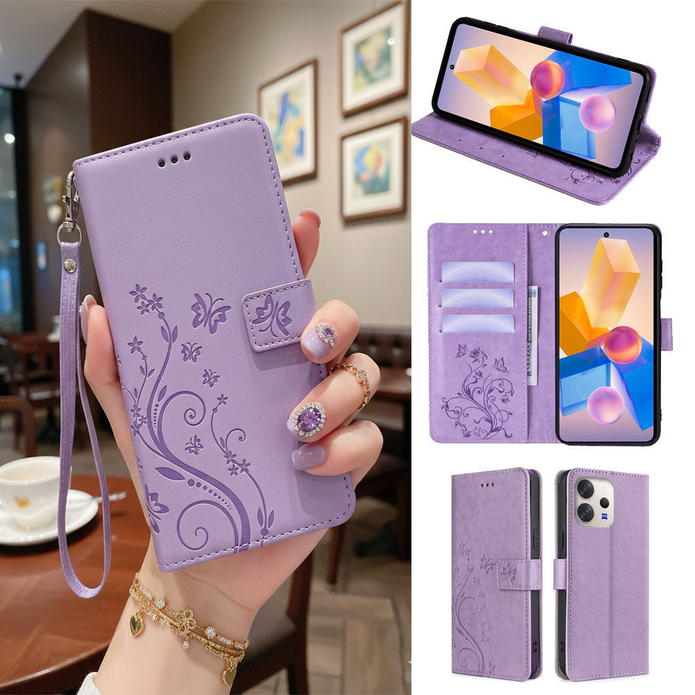 [FREE SHIPPING] BUTTERFLY FLOWER LEATHER FLIP WALLET CASE FOR VIVO V70