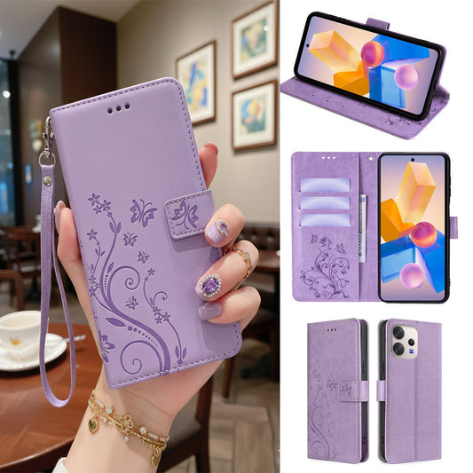 [FREE SHIPPING] BUTTERFLY FLOWER LEATHER FLIP WALLET CASE FOR VIVO V70