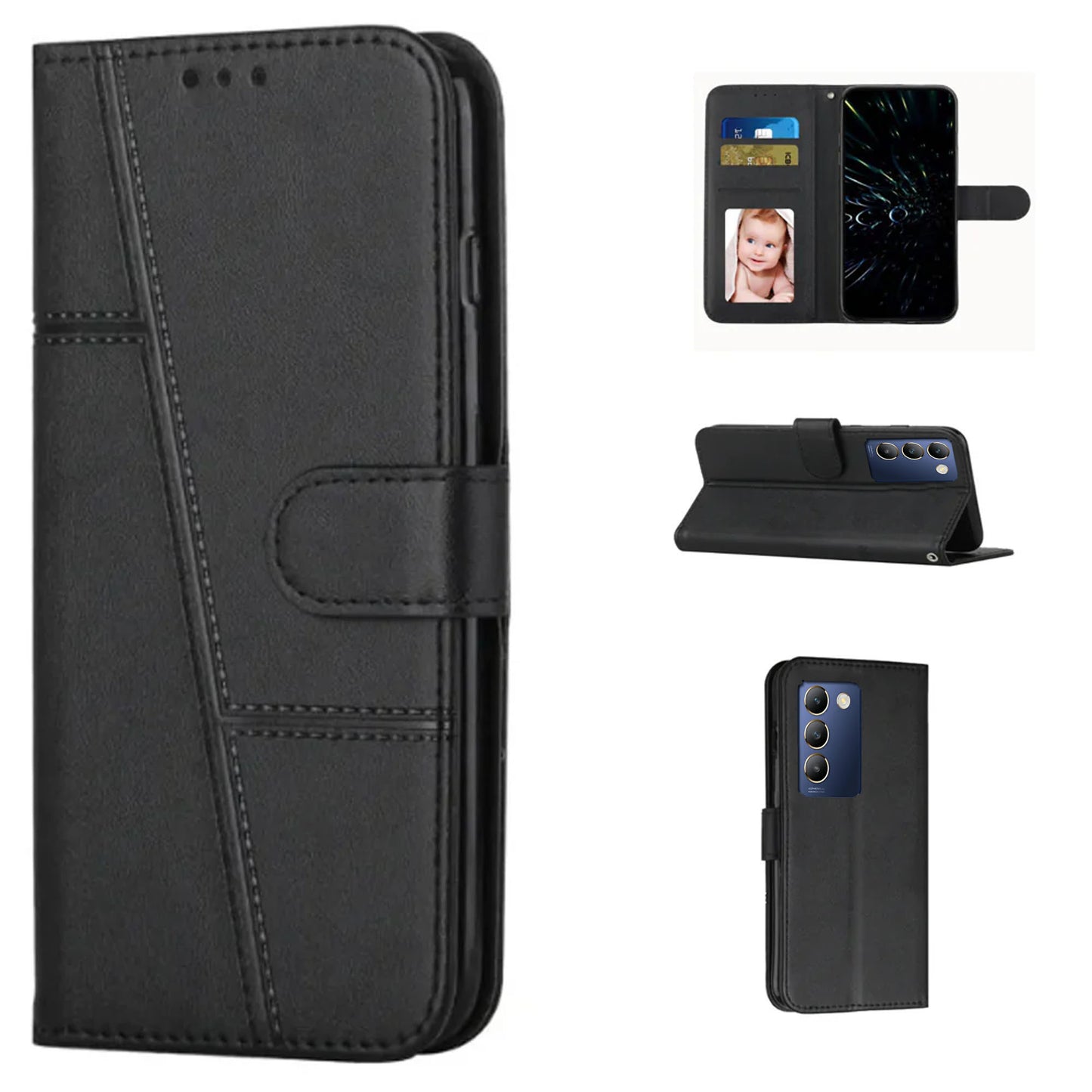 [FREE SHIPPING] BOOKLET LEATHER CASE FOR VIVO Y100