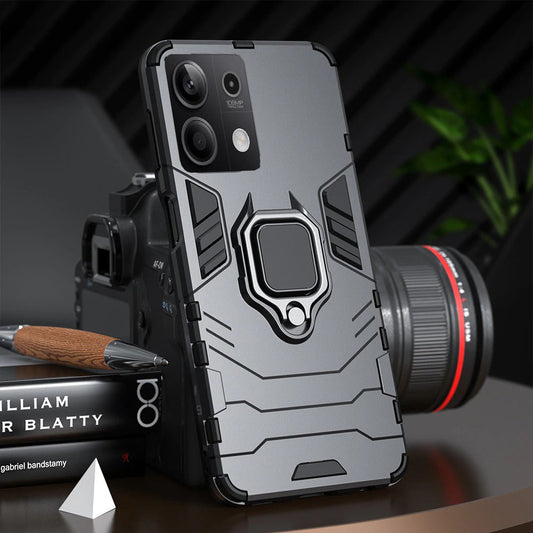 [ FREE SHIPPING] Redmi Note 13 Armor Shockproof Stand Holder Cover - Black