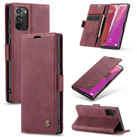[FREE SHIPPING] CaseMe Retro Leather Case For Samsung Note 20  Book Style Flip Wallet Magnetic Cover Card Slots Case For Samsung Note 20  - Brown