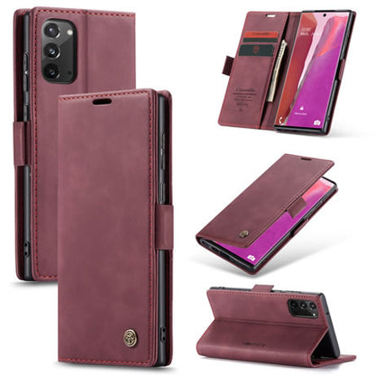 [FREE SHIPPING] CaseMe Retro Leather Case For Samsung Note 20  Book Style Flip Wallet Magnetic Cover Card Slots Case For Samsung Note 20  - Brown