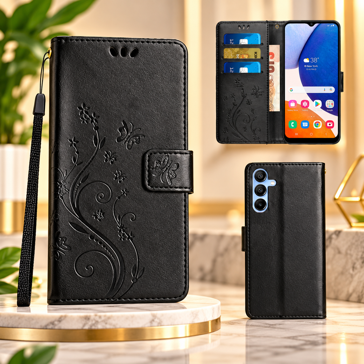 [FREE SHIPPING] BUTTERFLY FLOWER LEATHER FLIP WALLET CASE FOR SAMSUNG A16