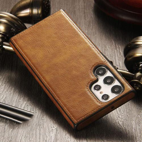 [ FREE SHIPPING] Leather Logo Cut Back Case For Samsung S25 Ultra