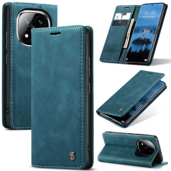 [FREE SHIPPING] CaseMe Retro Leather Case For Redmi Note 14 Pro Book Style Flip Wallet Magnetic Cover Card Slots Case For Redmi Note 14 Pro