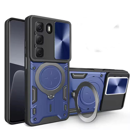 Metal Ring Stand Camera Sliding Case for Infinix Hot 60 pro Plus