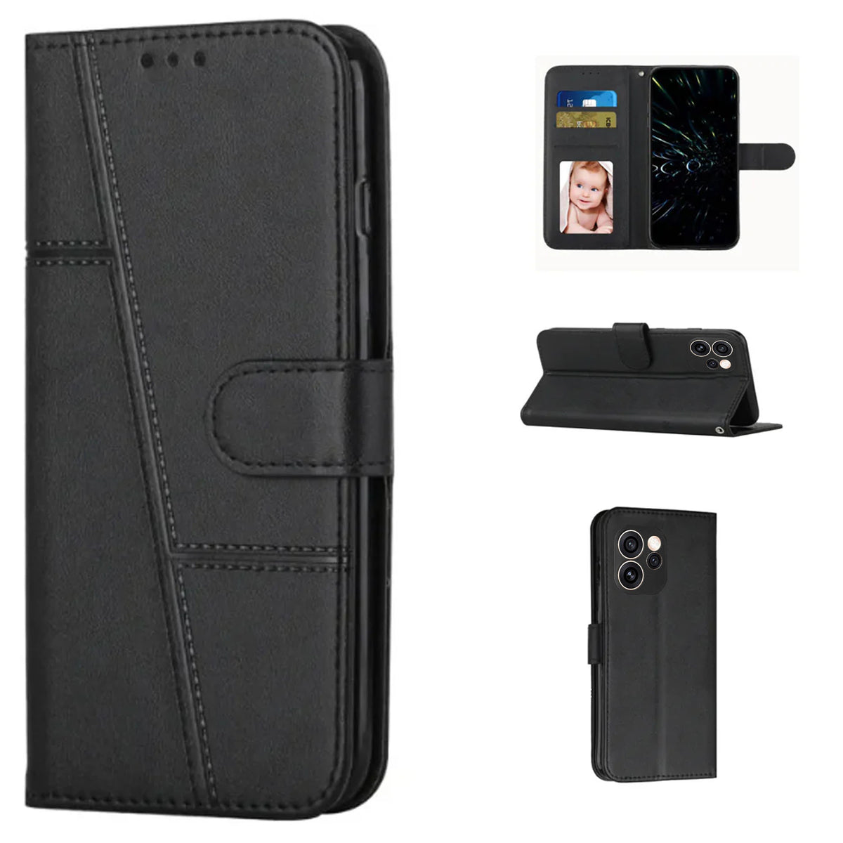[FREE SHIPPING]BOOKLET LEATHER FLIP WALLET CASE FOR OPPO RENO 16F