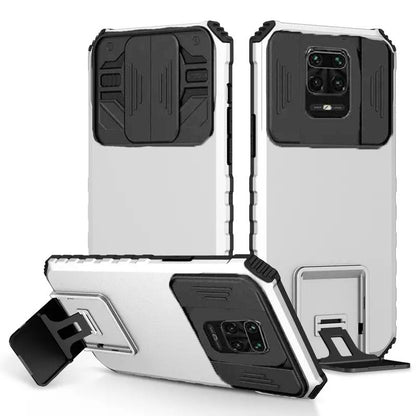 [ FREE SHIPPING] FOR REDMI NOTE 9S  PHONE CASE HARD SLIDING LENS PROTECT KICKSTAND BACK COVER - BLACK