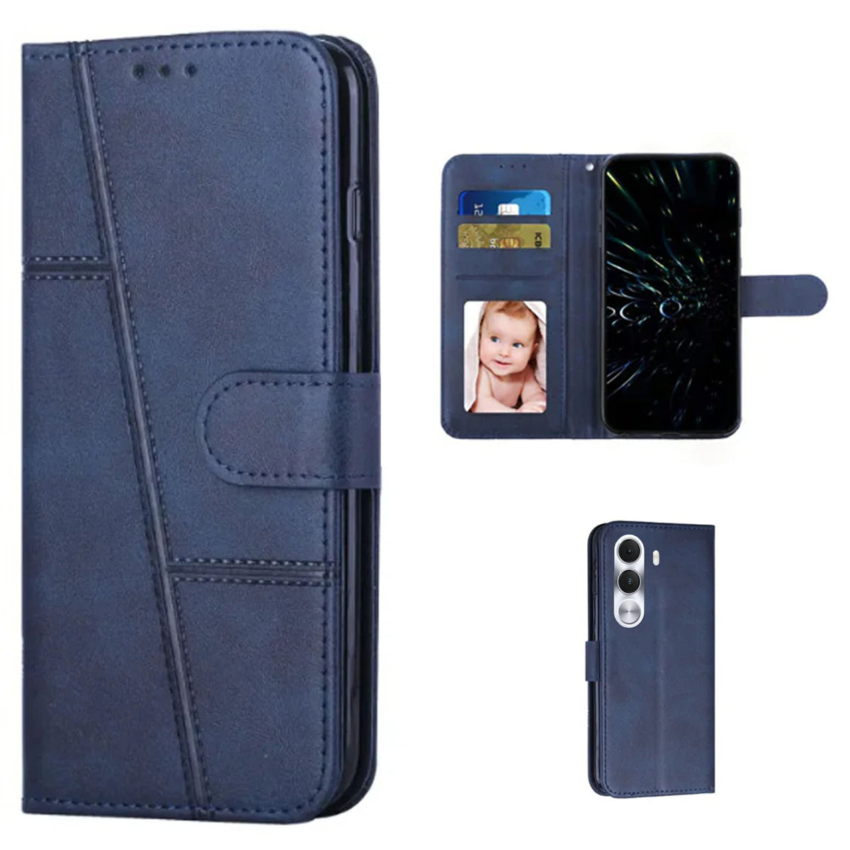 [FREE SHIPPING]BOOKLET LEATHER FLIP WALLET CASE FOR REALME C100/C100i