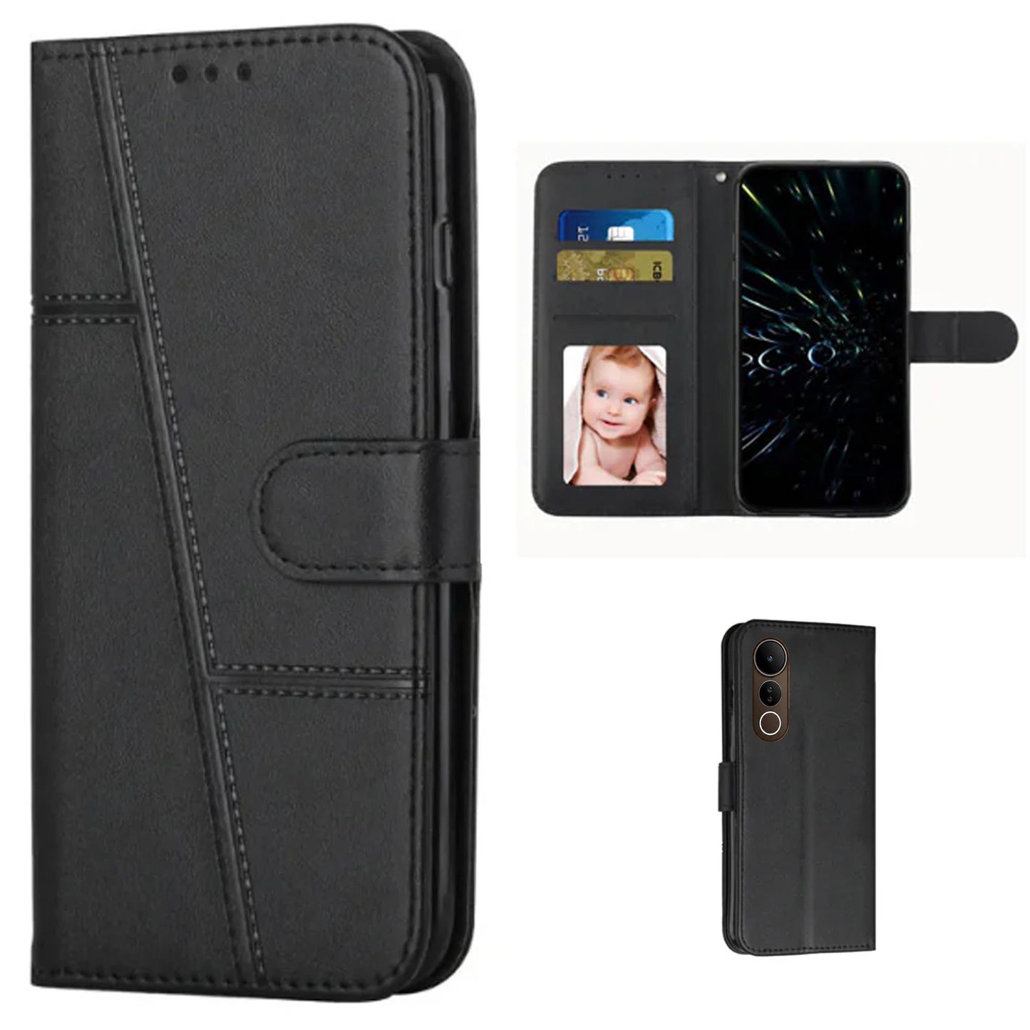 [FREE SHIPPING] BOOKLET LEATHER CASE FOR VIVO V70FE