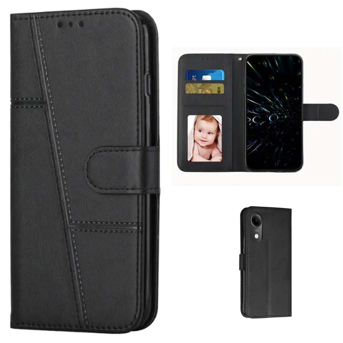 [FREE SHIPPING] BOOKLET LEATHER CASE FOR VIVO Y05e