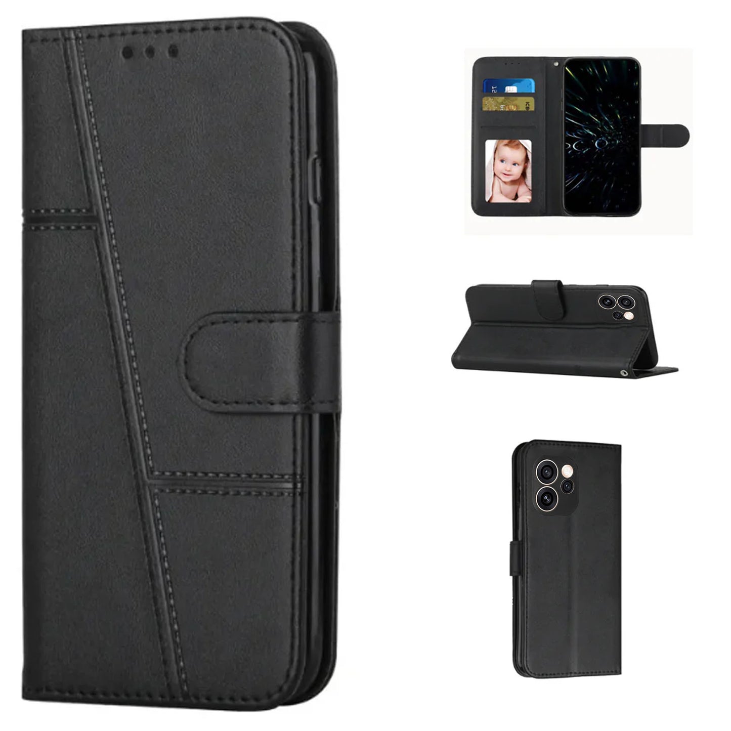 [FREE SHIPPING] BOOKLET LEATHER FLIP WALLET CASE FOR OPPO RENO 15F