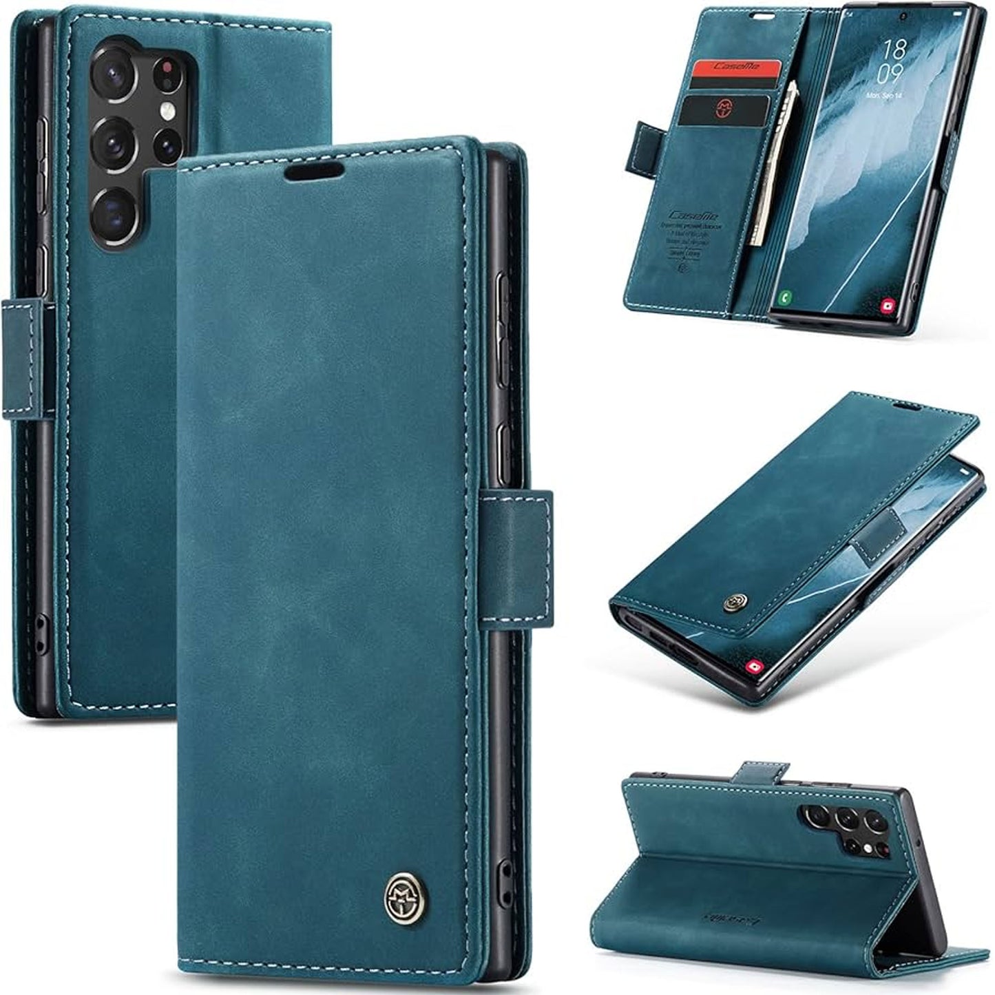 [FREE SHIPPING] CaseMe Retro Leather Case For Samsung S22 Ultra Ultra Book Style Flip Wallet Magnetic Cover Card Slots Case For Samsung S22 Ultra