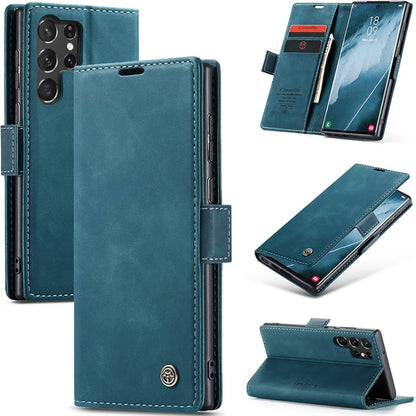 [FREE SHIPPING] CaseMe Retro Leather Case For Samsung S22 Ultra Ultra Book Style Flip Wallet Magnetic Cover Card Slots Case For Samsung S22 Ultra