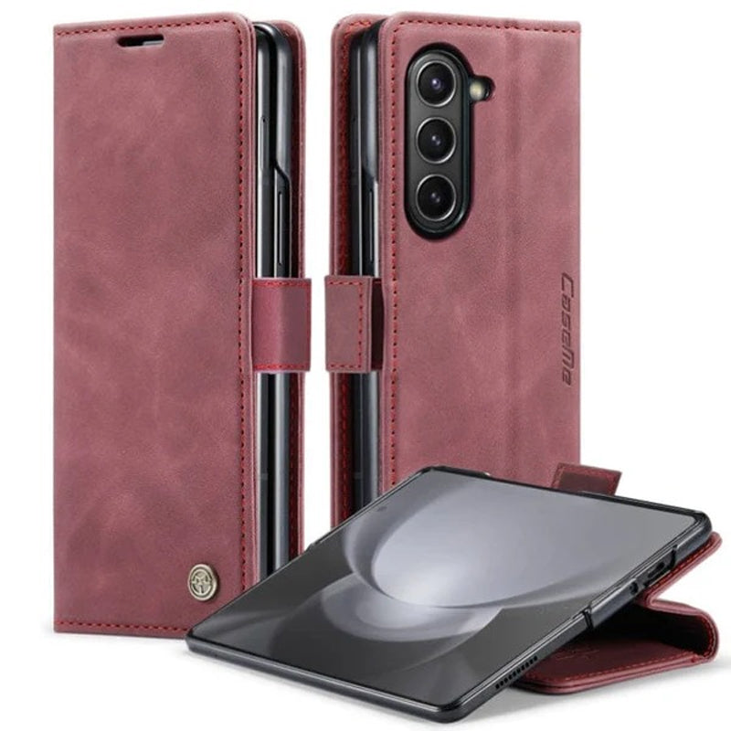 [FREE SHIPPING] CASEME RETRO LEATHER CASE FOR SAMSUNG Z FOLD 4 BOOK STYLE FLIP WALLET MAGNETIC COVER CARD SLOTS CASE FOR SAMSUNG Z-FOLD 4