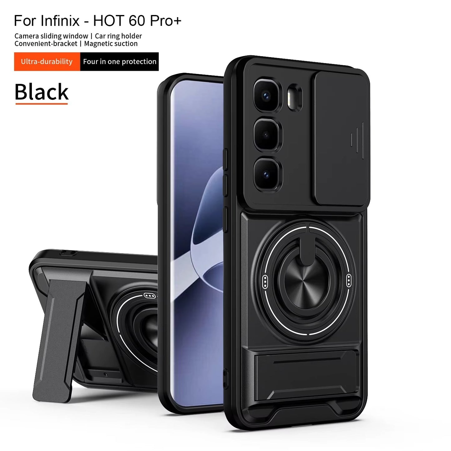 (Free Shipping ) Camera Guard Kickstand Case for Infinix Hot 60 pro Plus
